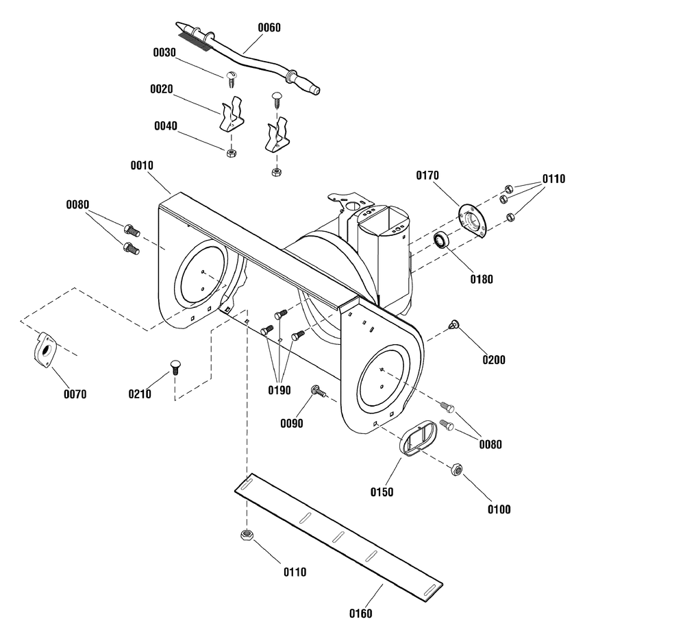 Auger Housing Group Diagram and Parts List for 1696255-00-BM1227SE  Briggs and Stratton Snow Blower